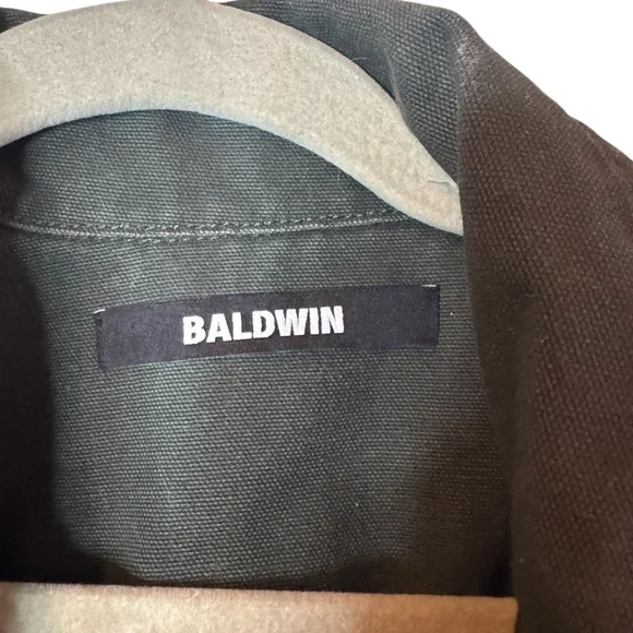Baldwin Men's Dark Green Utility Cargo Zip Up Size L Made in USA Cotton Jacket - Picture 5 of 7